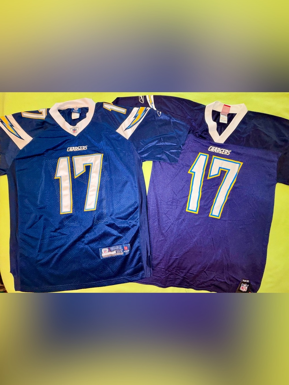 LOT OF 2 Vintage Reebok Philip Rivers Chargers Jerseys Navy L / Size 50